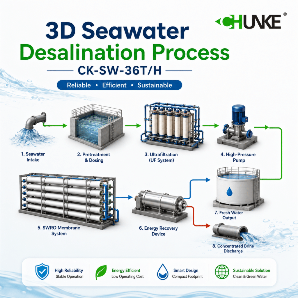 seawater desalination process diagram
